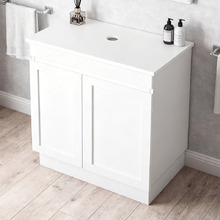 Stefania 600mm Matte White Freestanding Single Vanity with Stone Countertop